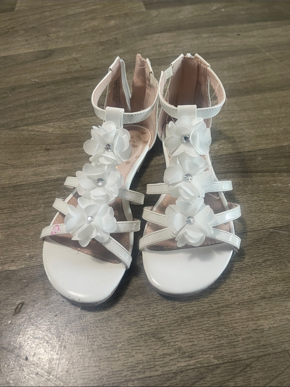 Girls White Floral Dress Sandals